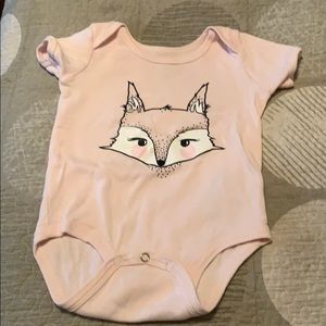 Rosie Pope light pink fox infant onesie